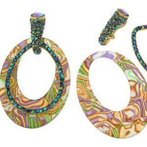 HEIDI DAUS XL CONVERTIBLE HOOP CRYSTAL PAVE' & ACRYLIC EARRINGS